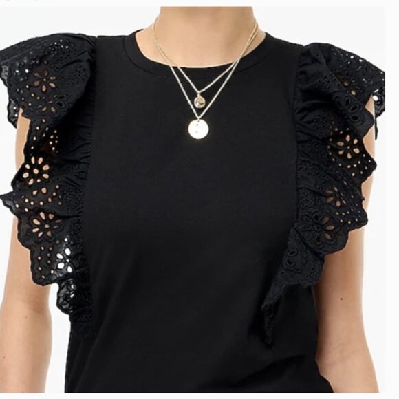 J Crew Ruffle-sleeve Eyelet Top - Picture 2 of 4